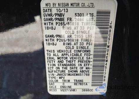 2014 Infiniti Qx70 z USA, uszkodzony, nr VIN JN8CS1MU4EM451768